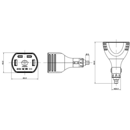 Display unit, charge plug with USB 12V/5V - LA60050CH