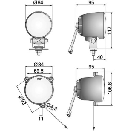 Arbeitsscheinwerfer, 12V, Halogen, Rund - LA641551