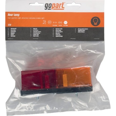 Rear light 5/21W, rectangular, 12/24V, red/orange, 162x56mm, gopart - LA45013