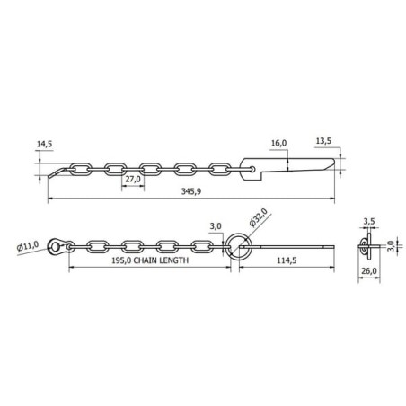Flat cotter pin 114x3 mm - M53576