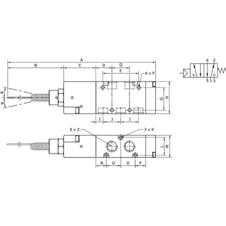 Valve 5/2-aerial 1/8 inch - MEA52M18