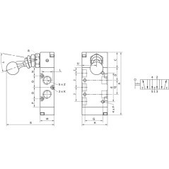 Lever valve 5/3-hand 1/4 inch - MAL53B14OC