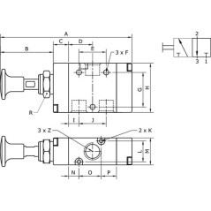 Lever valve 3/2-button 1/8 inch - MAB32B18
