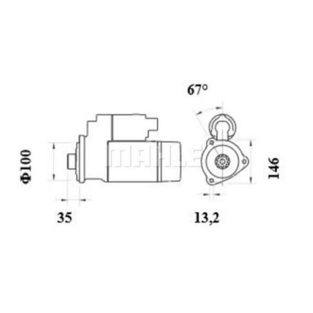 Starter 12V, 3.3kW, 10-teeth, CW, Mahle - MS999