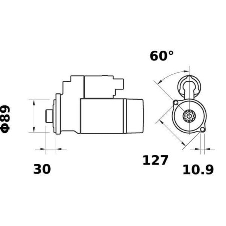 Starter 12V, 4.0KW, 10-teeth, CW, Mahle - MS653
