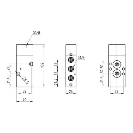 Pneumatic valve 5/2-way - NA54N35