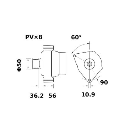 Alternator 14V 150A - MG851