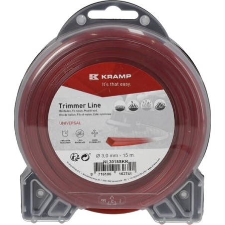 Żyłka tnąca średnica 2.65 mm 15 m kwadratowa czerwona Kramp - NL2715SKR