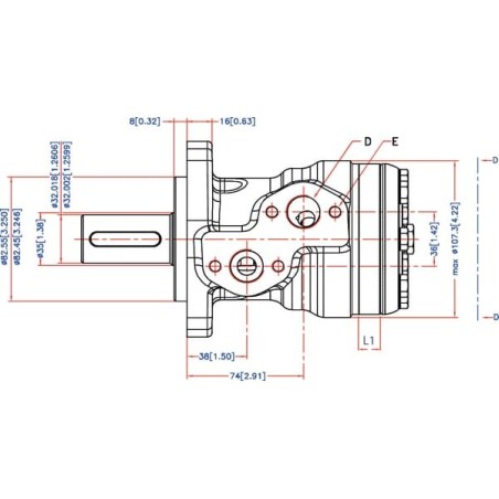 Orbit motor, shaft diameter 32.4-L,Drain - OMR1601516004