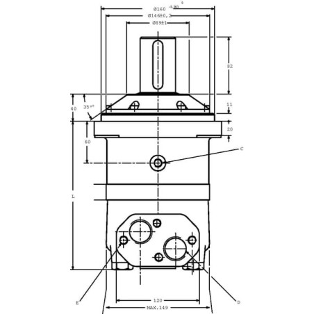 Orbit motor, shaft diameter 50, standard - OMV400151B3101