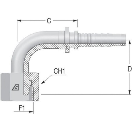 Insert DN08-M18x1,5-12L-90 stopni - PGL81890