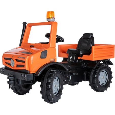Traktor z napędem na pedały, Mercedes Benz, pojazd serwisowy Unimog, pomarańczowy, od 3 roku życia, rollyUnimog Rolly Toys - R0