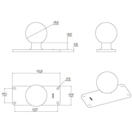 Mounting plate 2 inch x 5 inch C - RAMC202U25