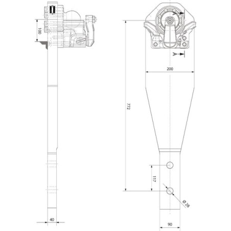 Lower hitch assy with drawbar - RO825L3334C