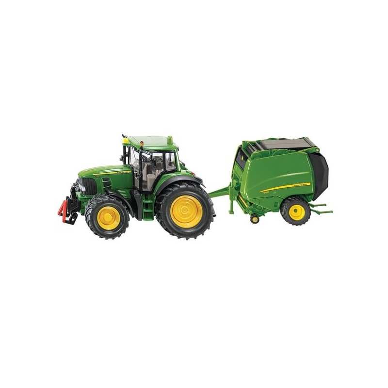 John Deere with round baler - S01665 John Deere with round baler - S01665