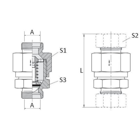 Check valve 28L-1.0-bar - RVV28LB