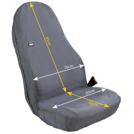Seat cover, front, universal, large, grey, armrest compatible - SC60228