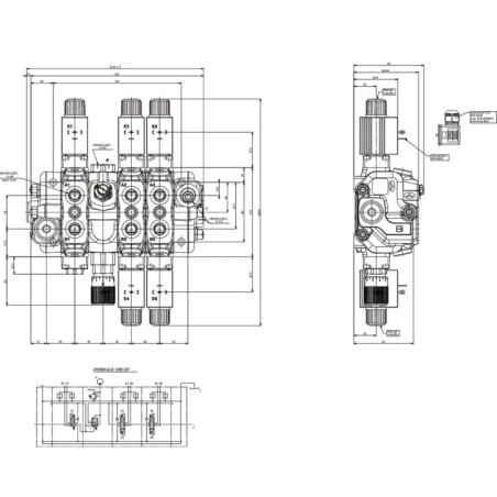 Steuerventil 3-fach,12V - SD63EVP312V