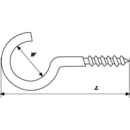 Screw in hook 3.7x65mm round head, Kramp - SH060E