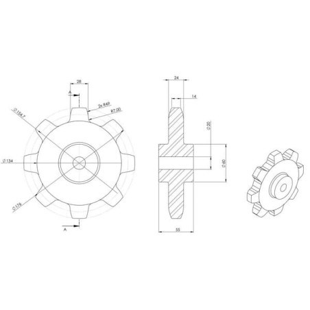 Sprocket 57 - 8 teeth - SG578