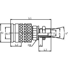 Szybkozłącze gniazdo SKP-F 1/2 cali gwint grodziowy M18x1.5 12L - SKPF12N18