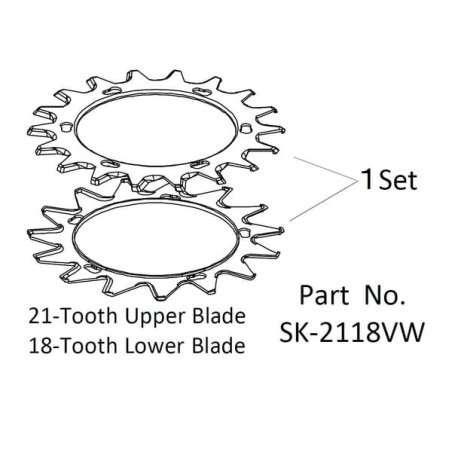 Upper blade 21 / lower blade 18 Optional blades - SK2118VW