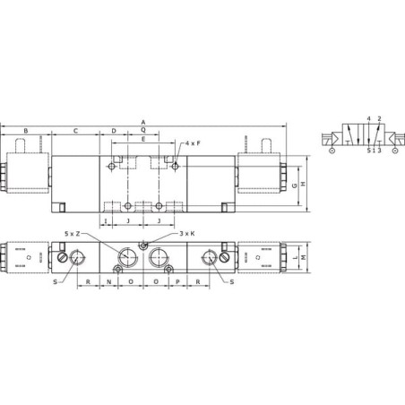 Solenoid valve 1/4 inch 5/2-way - SOV52BS14