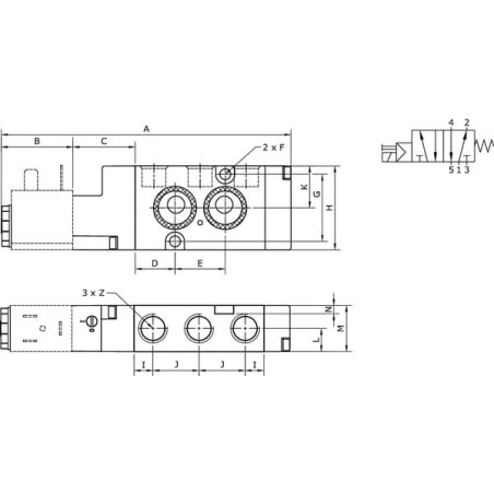 Solenoid valve 5/2-way Namur - SOVNAMUR52M14