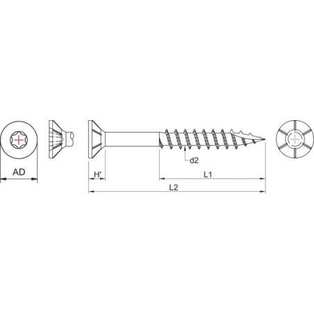 Wkręt do płyt wiórowych 5x35 mm TX25 z łbem stożkowym, stal Kramp - SPT535P200