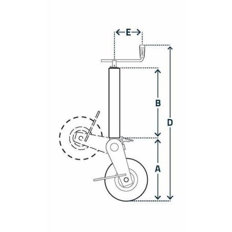 Wheel jack horizontal handle diameter 70x1065mm - STR1101