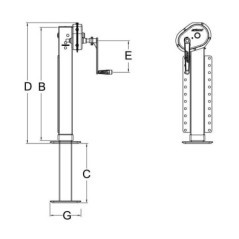 Stopa podporowa pokrętło boczne 110x960 mm - STRKRA1100FL1
