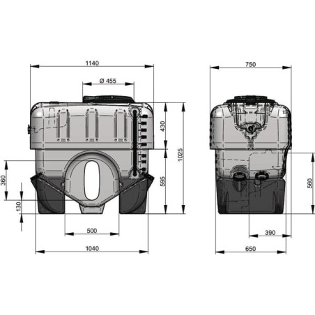 Tank, 400 litres, PE, low - TAMIN400PEL