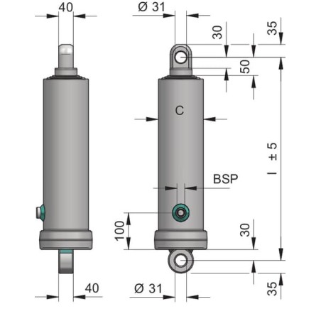 Telescopic cylinder 14T-1500 mm - TC14504
