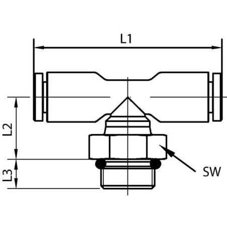 T-push-in fitting 8x3/8 inch - TCSS838P