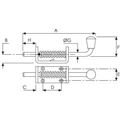 Spring bolt 1/2 inch diameter - TO4205B