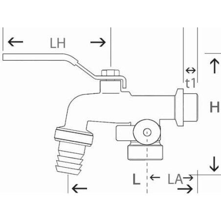 Tap double outlet 1/2 inch - TK12D