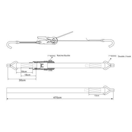 Ratchet strap Type 25A, 4kN 5m - TS2025A