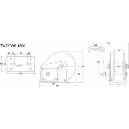 Hand winch brake 820kg - TW1800