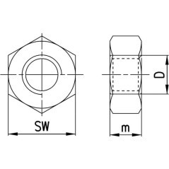 Piston rod lock nut - U125