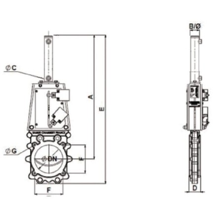 Plattenschieber Hydr.Zyl. DN200 - VGRDEH200