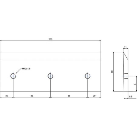 Wood chipper blade 230x90x11 - WCB00514