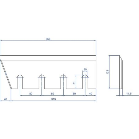 Holzhäckslermesser 353x123x11,5 - WCB00650