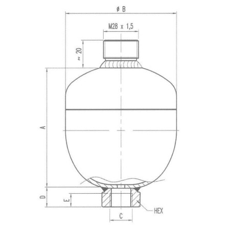 Akumulator membranowy typ WA 210 bar Saip, 0.16 l 60 bar - WA21020161OFDA60
