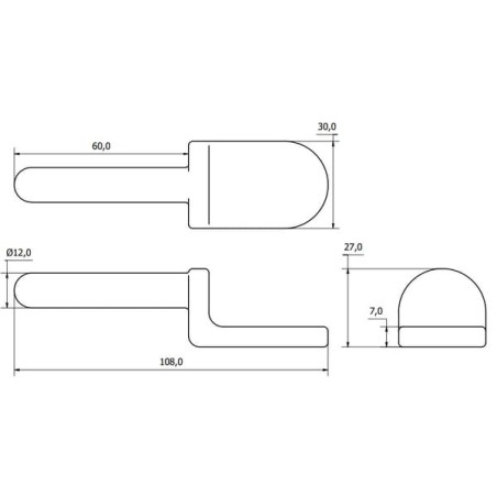 Sworzeń zawiasy do wspawania 63x12.5 mm - WS3011