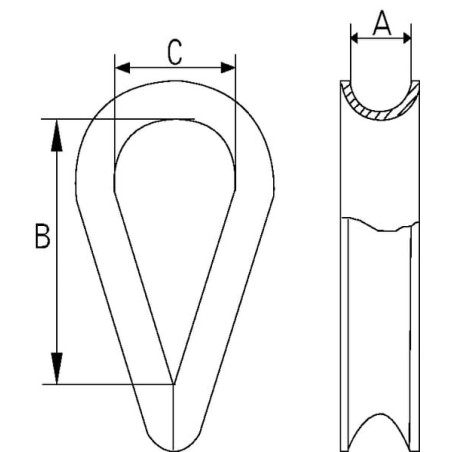 Kausza do liny A4, 4 mm - WT04RVS