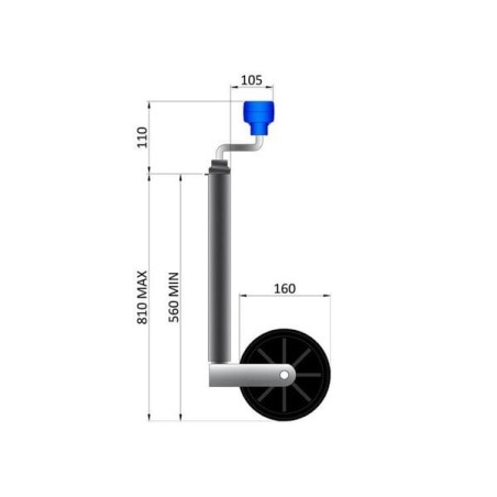 Wheel jack 160x42, 75kg static load - WS1063