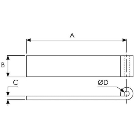 Straight hinge 457x40x12.7mm - WS3044