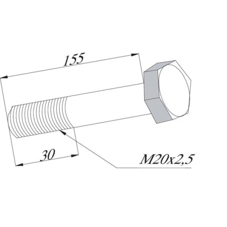 Hexagon head bolt M20x155 10.9 - 00810462