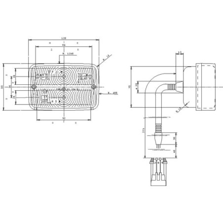 Direction and position light Halogen, front, rectangular, 12V, amber/transparent, bolt on, 120xCobo - 03275000