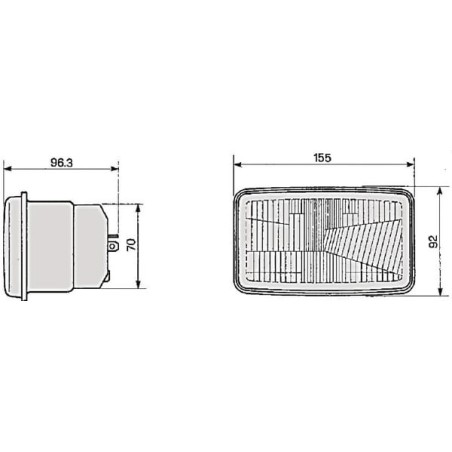 Headlight Halogen, rectangular, transparent, 155x96.3mm, Cobo - 050748000001